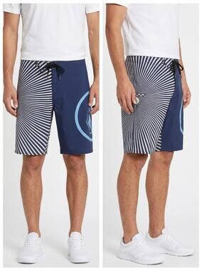 Volcom V2S Striped Cinch Fly Board Shorts Swimwear Men See Measurements